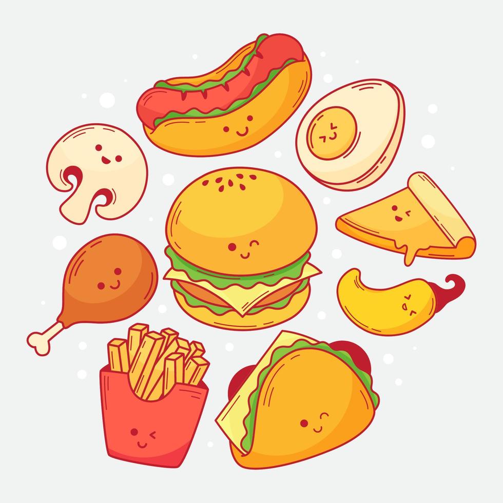 Fast Food Cute Doodle vector