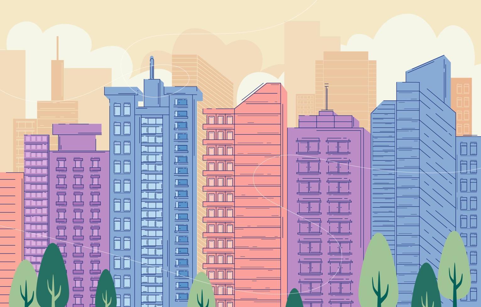 Cityscape Hand Drawn Background vector