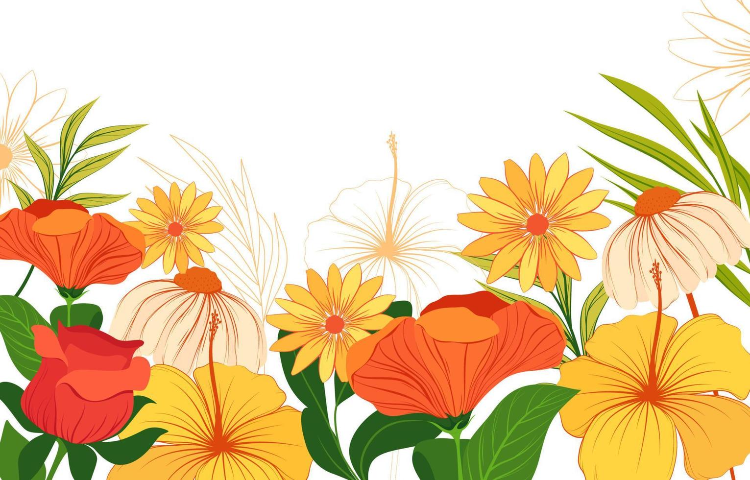 Realistic Floral Hand Drawn Background vector