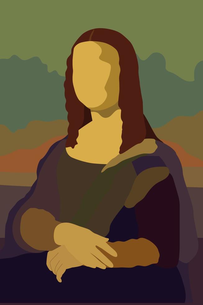 ilustración vectorial estilizada. interpretación de la famosa pintura mona lisa de leonardo da vinci vector