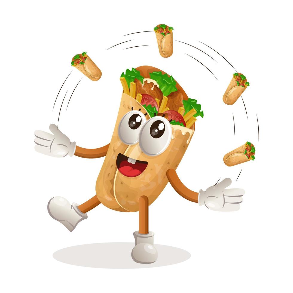 Cute burrito mascot freestyle with burrito vector