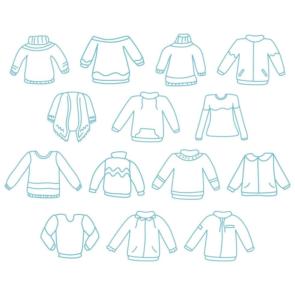 Winter clothes set coats and sweaters vector