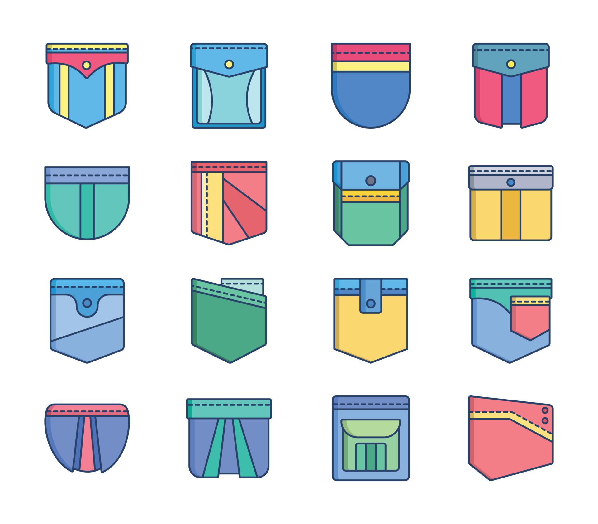Pockets and Denim patch icon set 11890534 Vector Art at Vecteezy