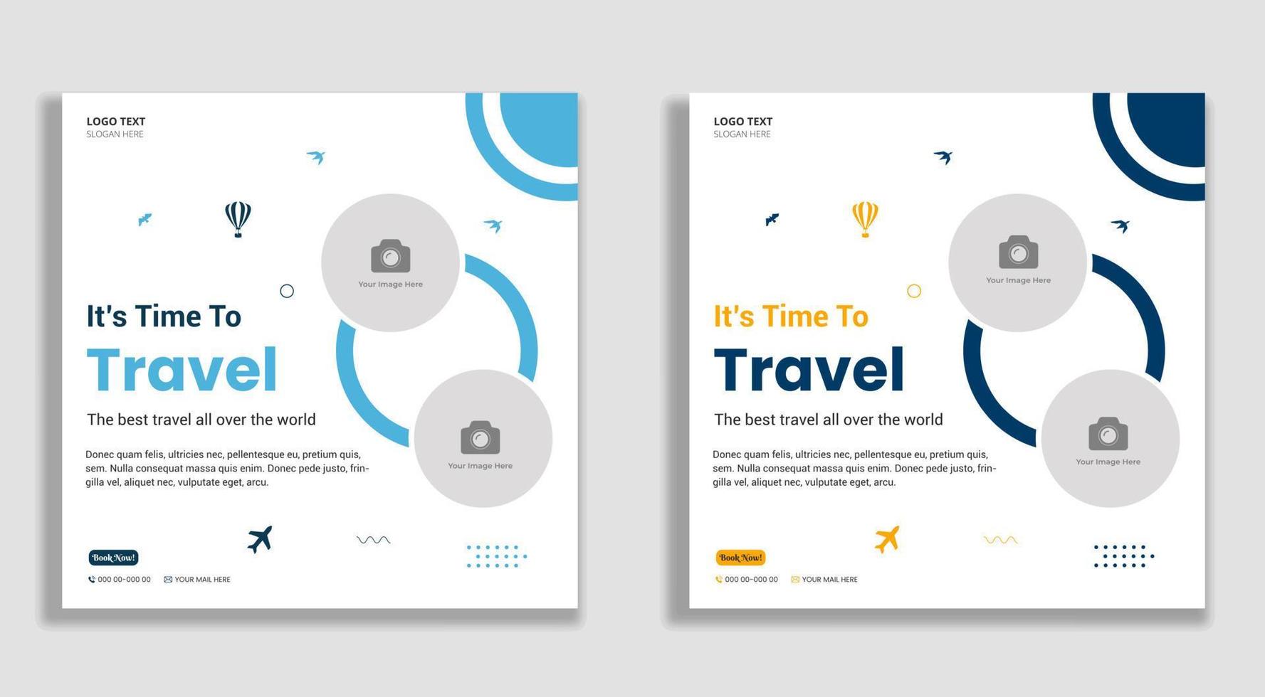 Travel agency social media post and web banner vector