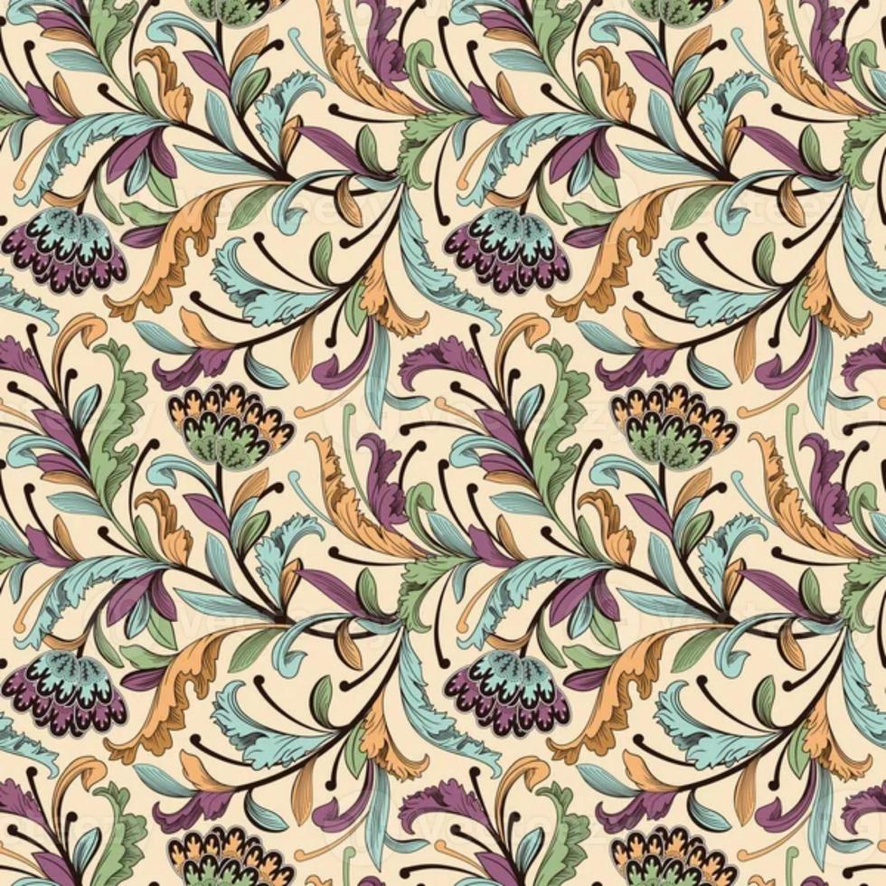 Illustration Seamless with flower pattern wallpaper photo