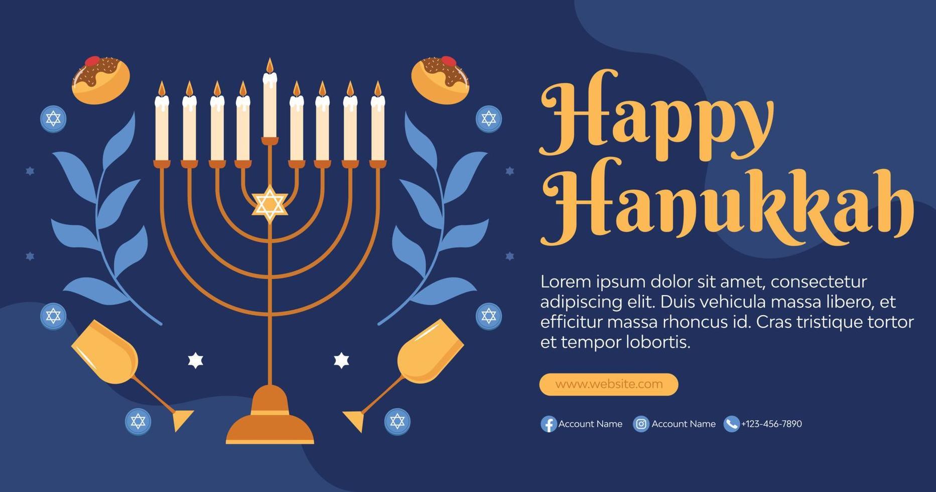 Hanukkah background banner in flat design concept vector