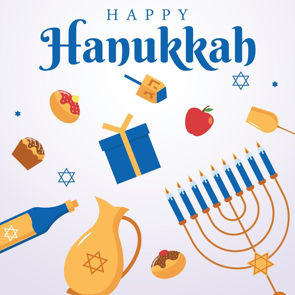 Hanukkah background in Flat Design Concept vector