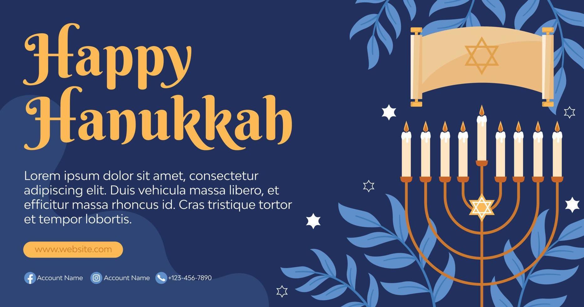 Hanukkah background banner in flat design concept vector