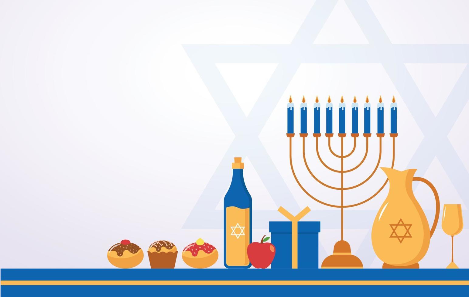 fondo de hanukkah en concepto de diseño plano vector