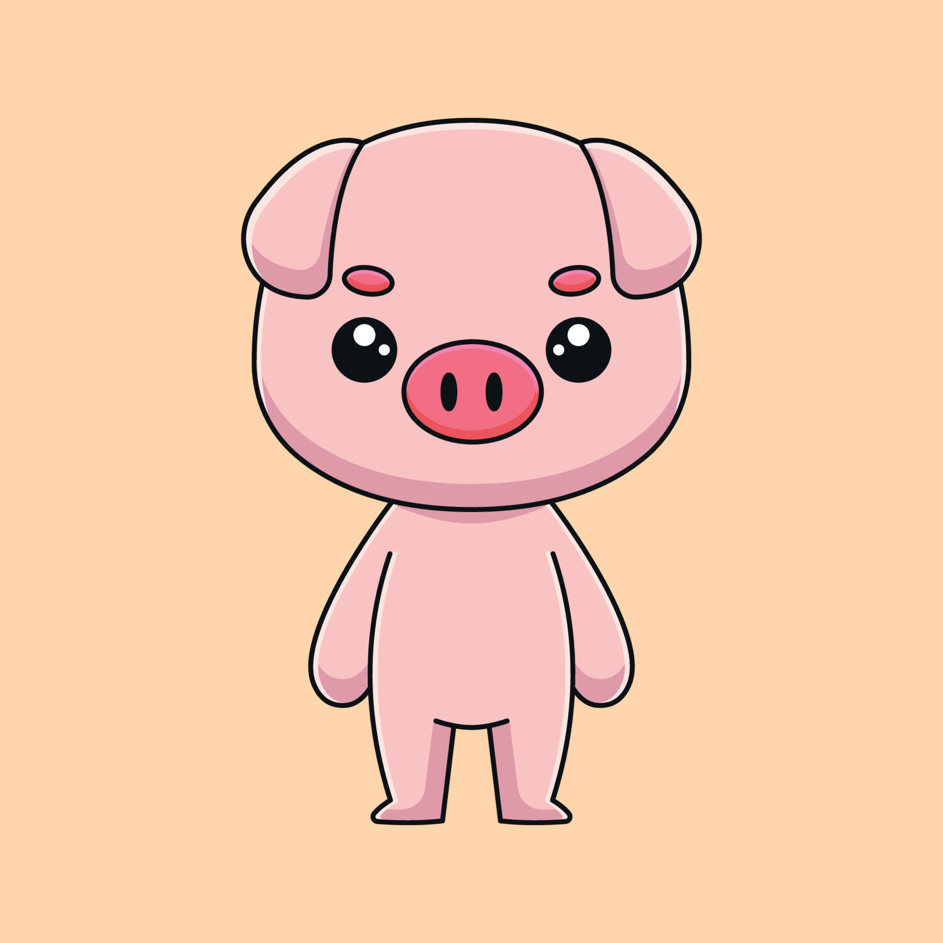 Cute kawaii head pig mascot cartoon logo design icon illustration