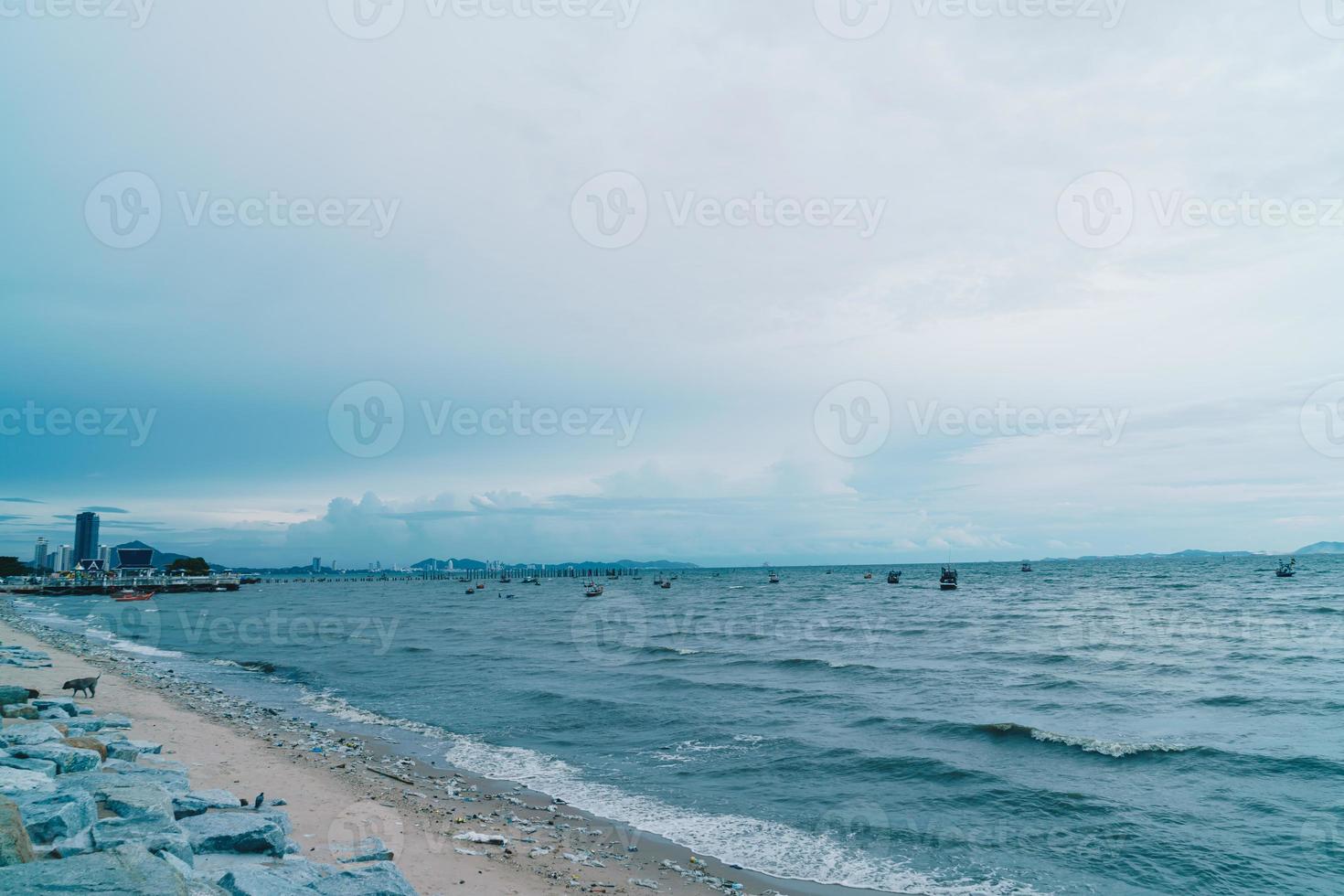 garbage and trash on beach photo