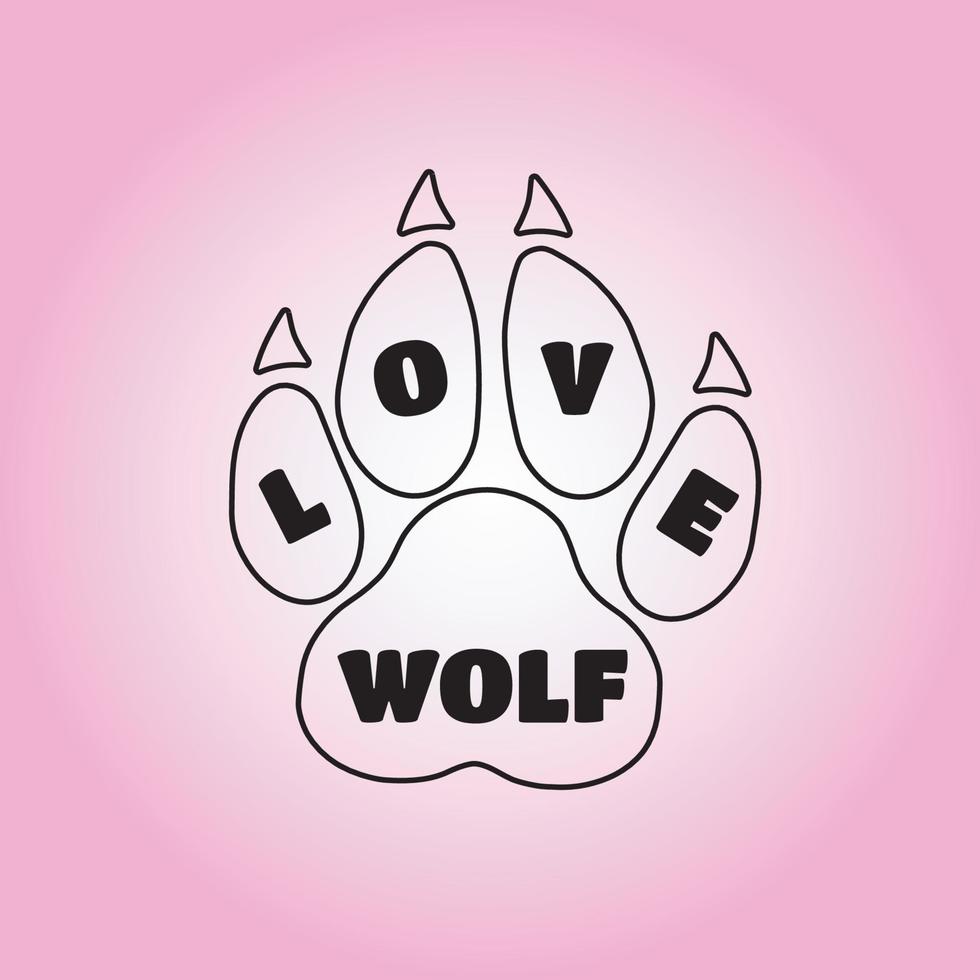 wolf paw logo with the word love vector