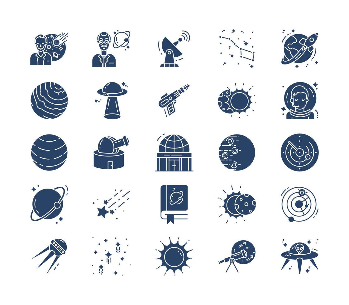 Space and astronomy icon set vector