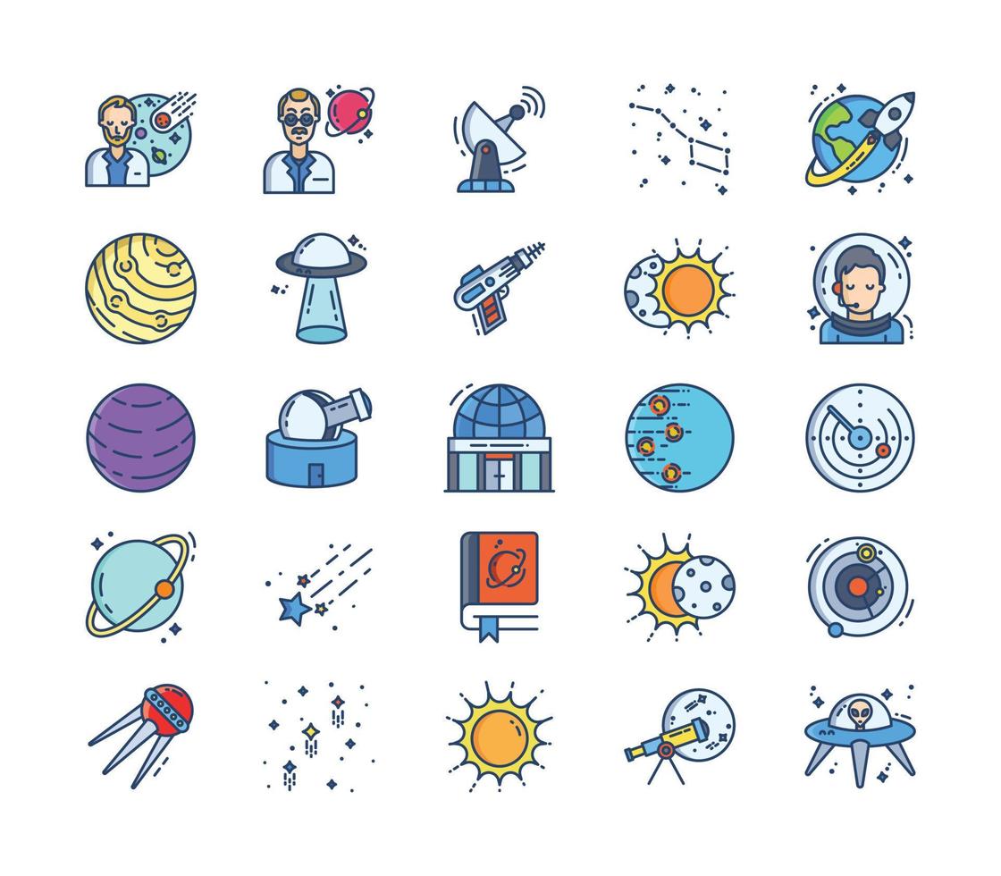 Space and astronomy icon set vector