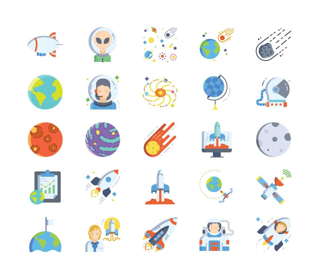 conjunto de iconos de espacio y astronomía vector