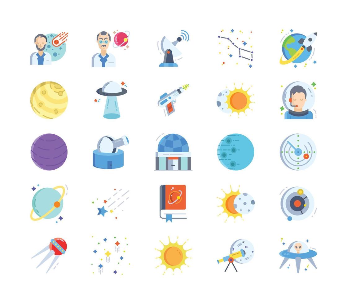 Space and astronomy icon set vector