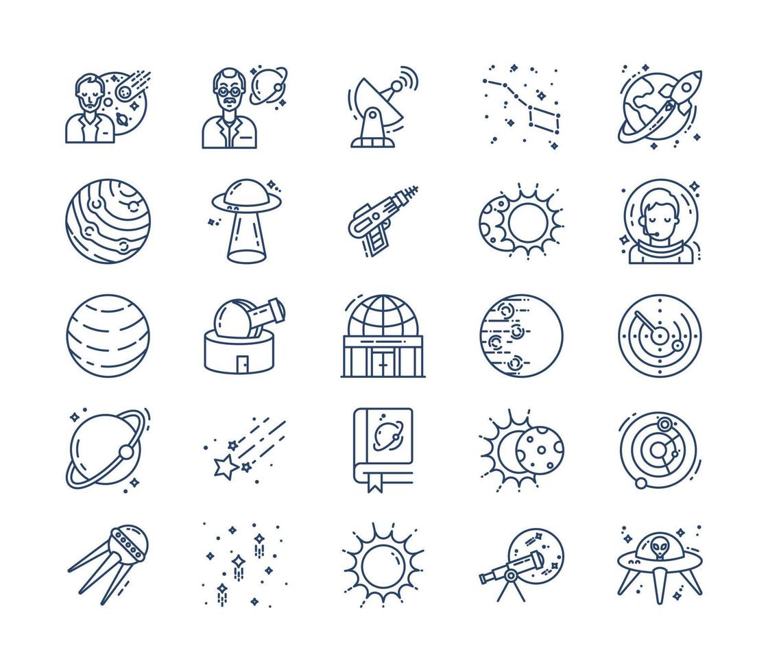 Space and astronomy icon set vector