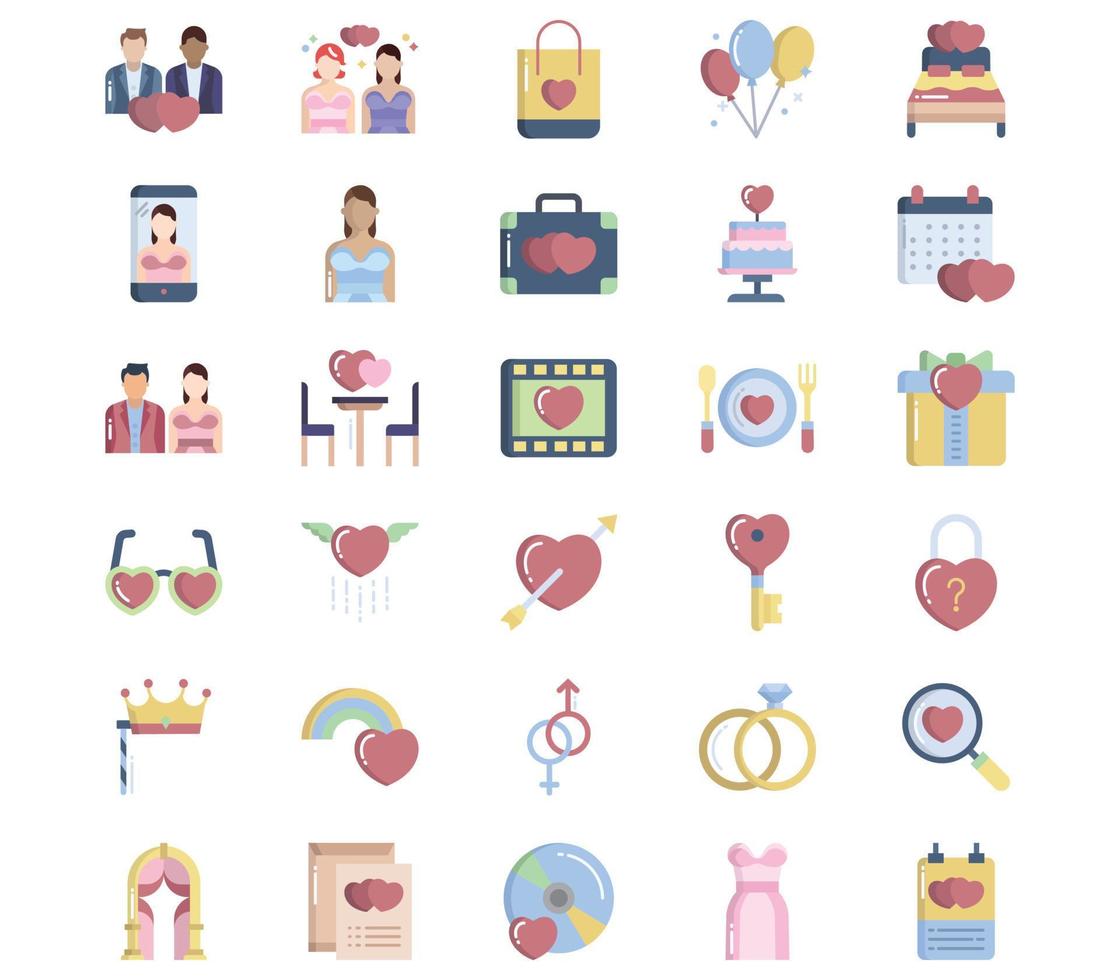 Wedding ceremony icon set vector