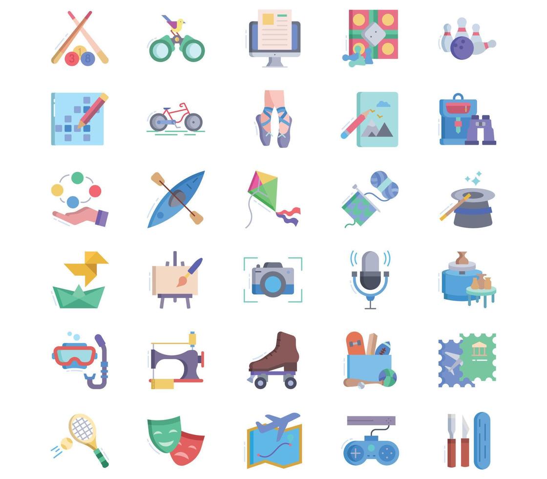 Hobby and free time icon set vector