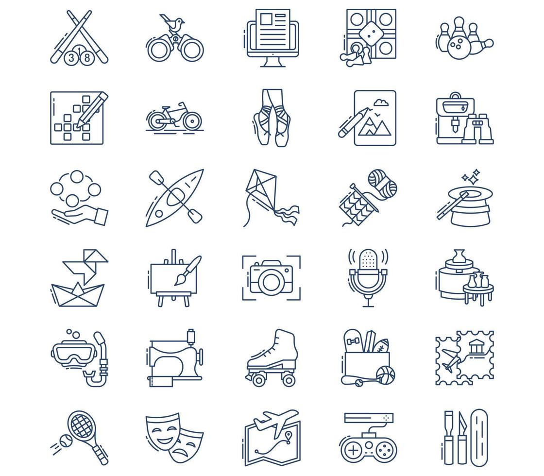 Hobby and free time icon set vector