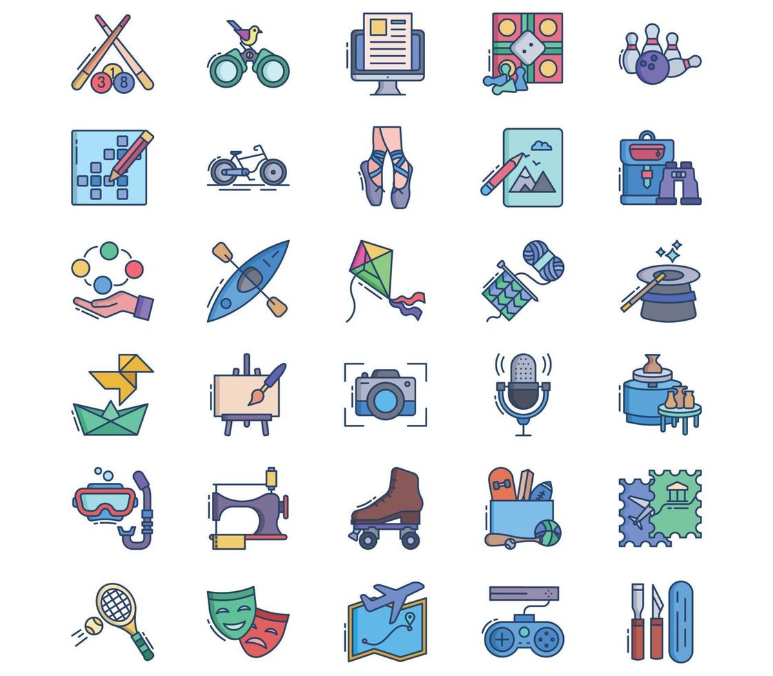 Hobby and free time icon set vector