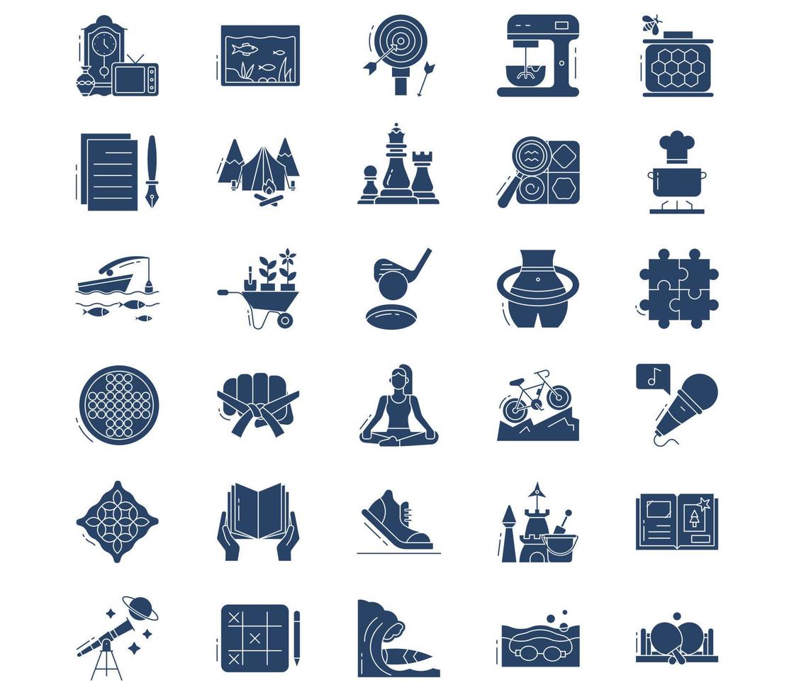 Hobby and free time icon set vector
