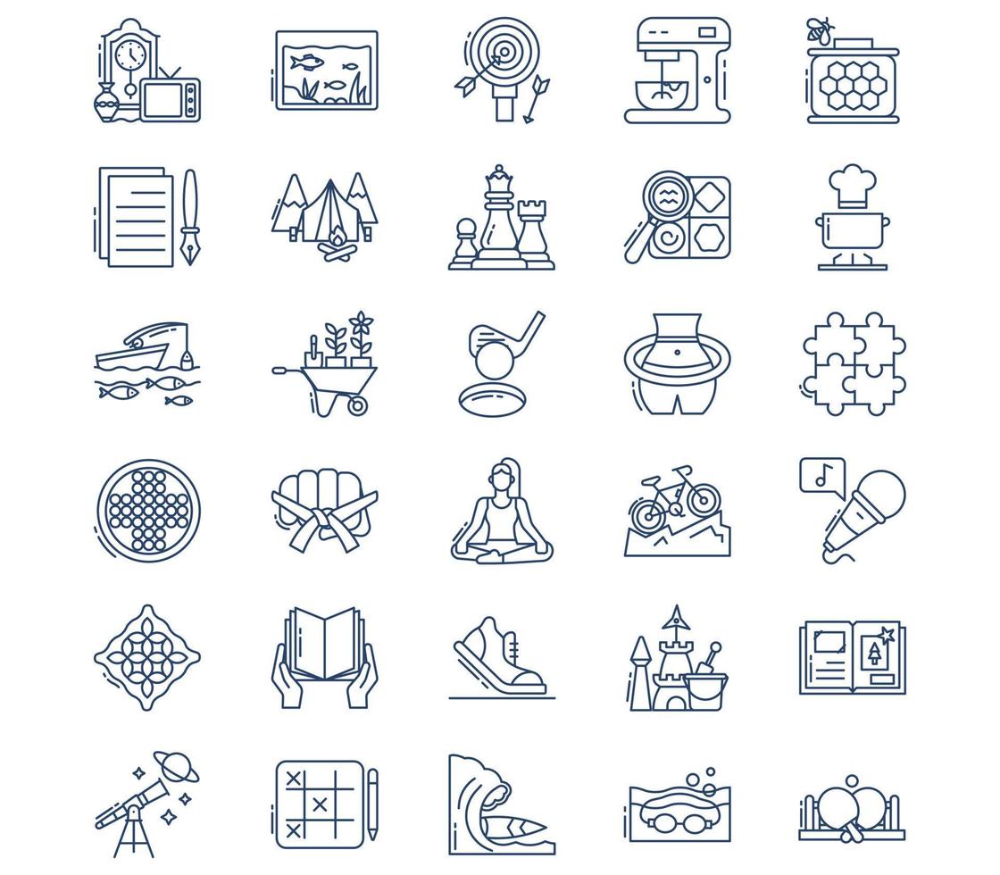 Hobby and free time icon set vector