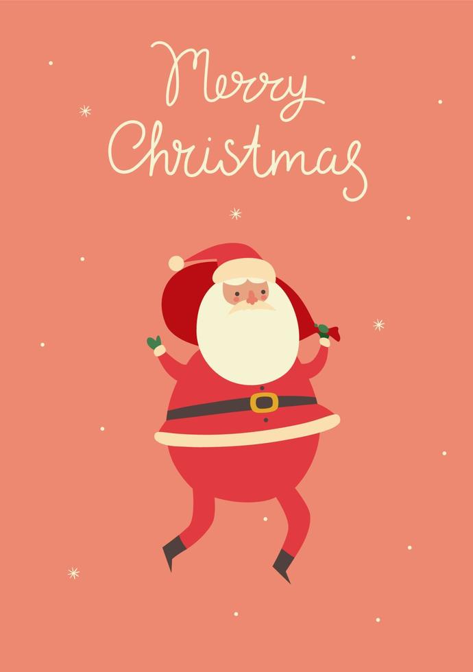 Christmas card with cute santa claus. Vector graphics.