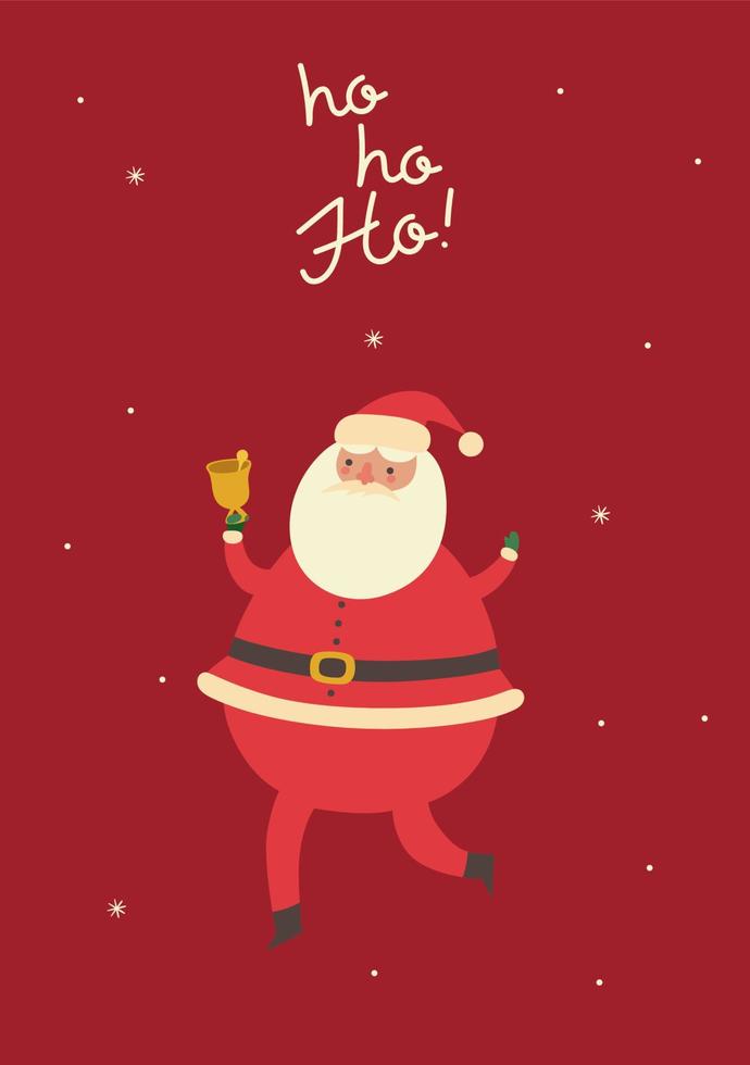 Christmas card with cute santa claus. Vector graphics.