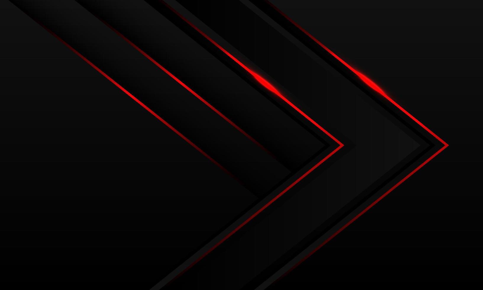 Abstract red light line arrow direction on black metal with blank space
