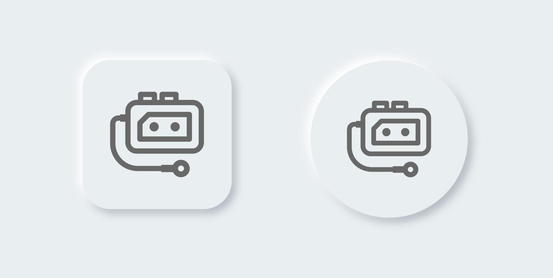 Vintage audio player line icon in neomorphic design style. Retro equipment signs vector illustration.