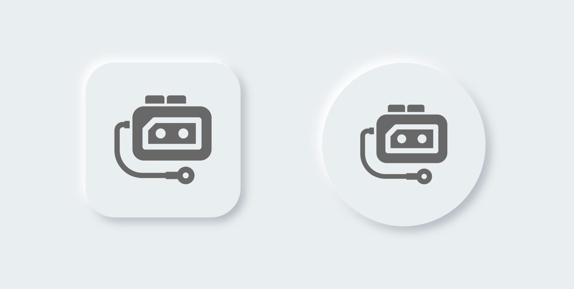 Vintage audio player solid icon in neomorphic design style. Retro equipment signs vector illustration.