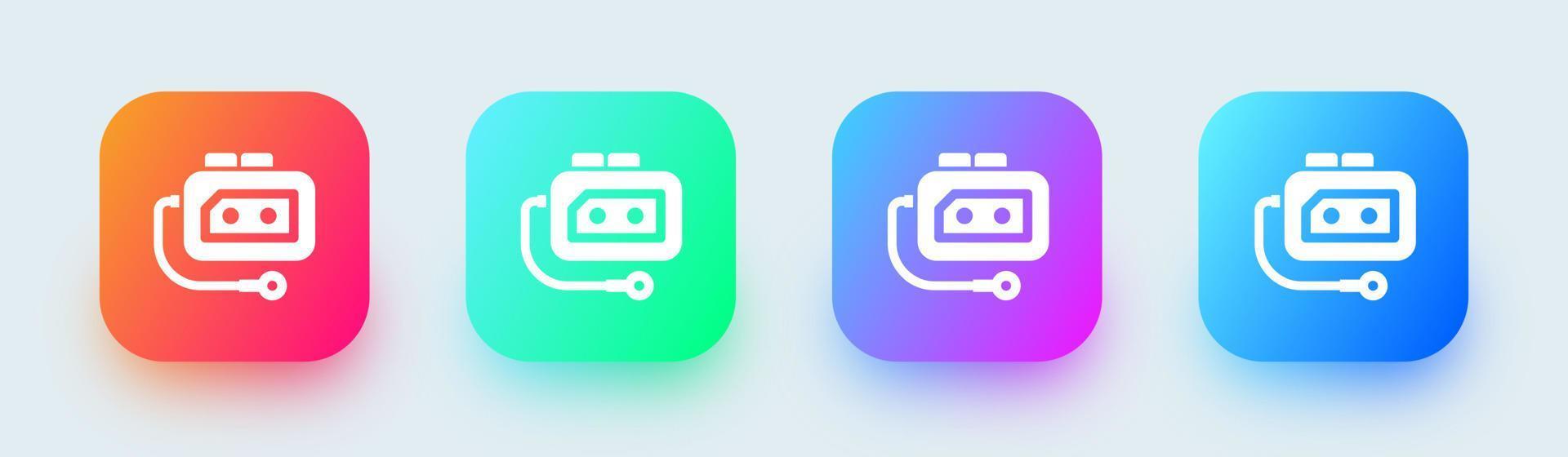 Vintage audio player solid icon in square gradient colors. Retro equipment signs vector illustration.