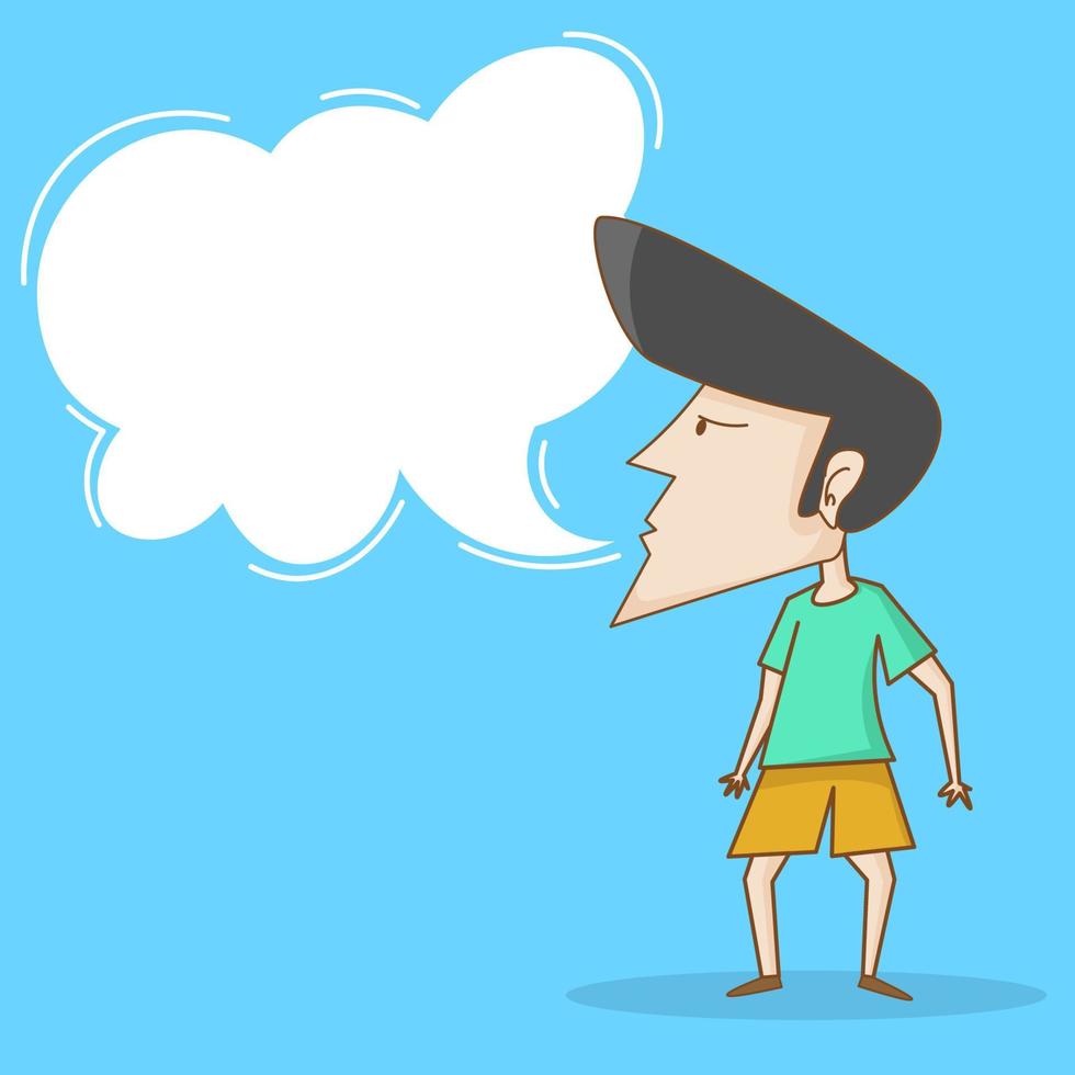 funny man character with awesome hairstyle and bubble text. boy cartoon character vector illustration