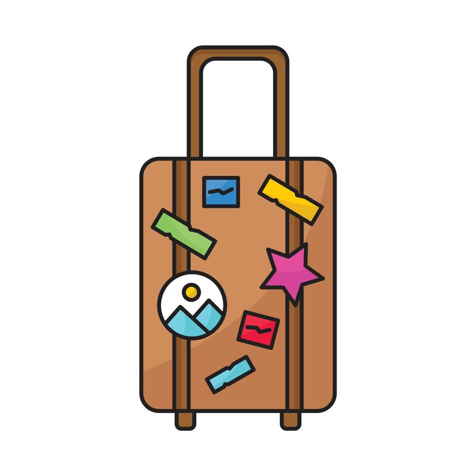 Travel Suitcase Outline Color Icon vector