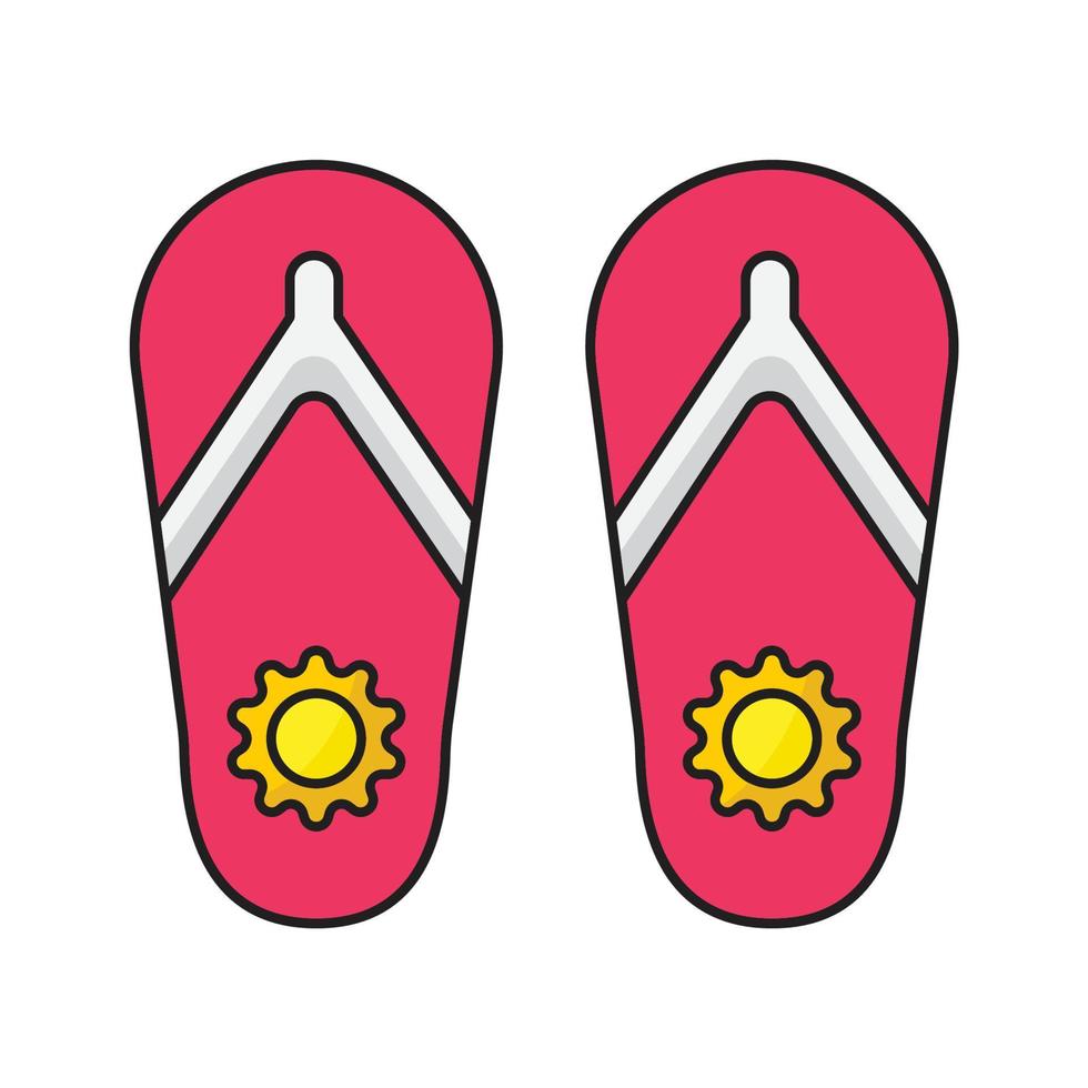 Beach Sandals Outline Color Icon vector