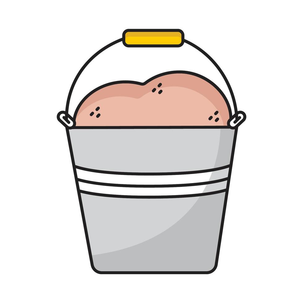Sand In Bucket Outline Icon Color vector