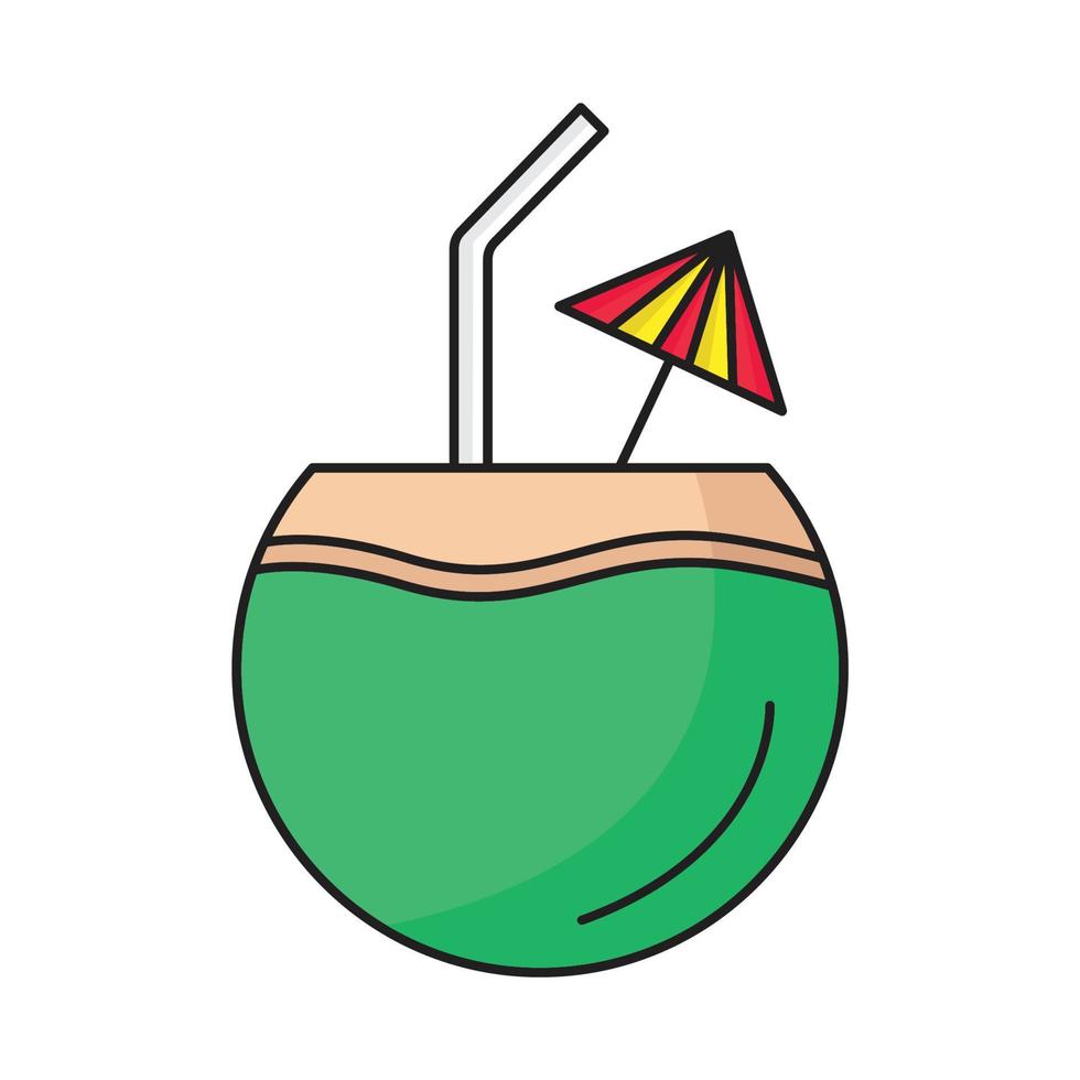 Coconut Water Drink Outline Color Icon vector