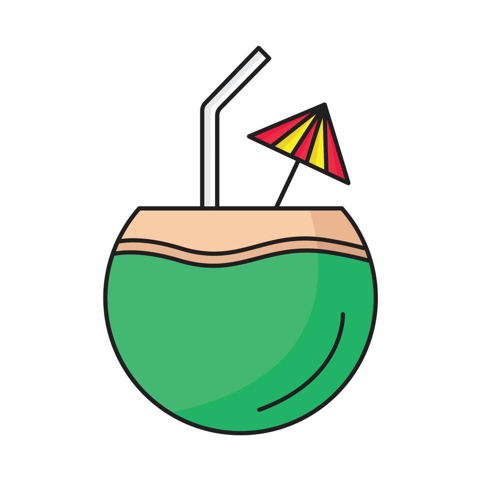 icono de color de contorno de bebida de agua de coco vector