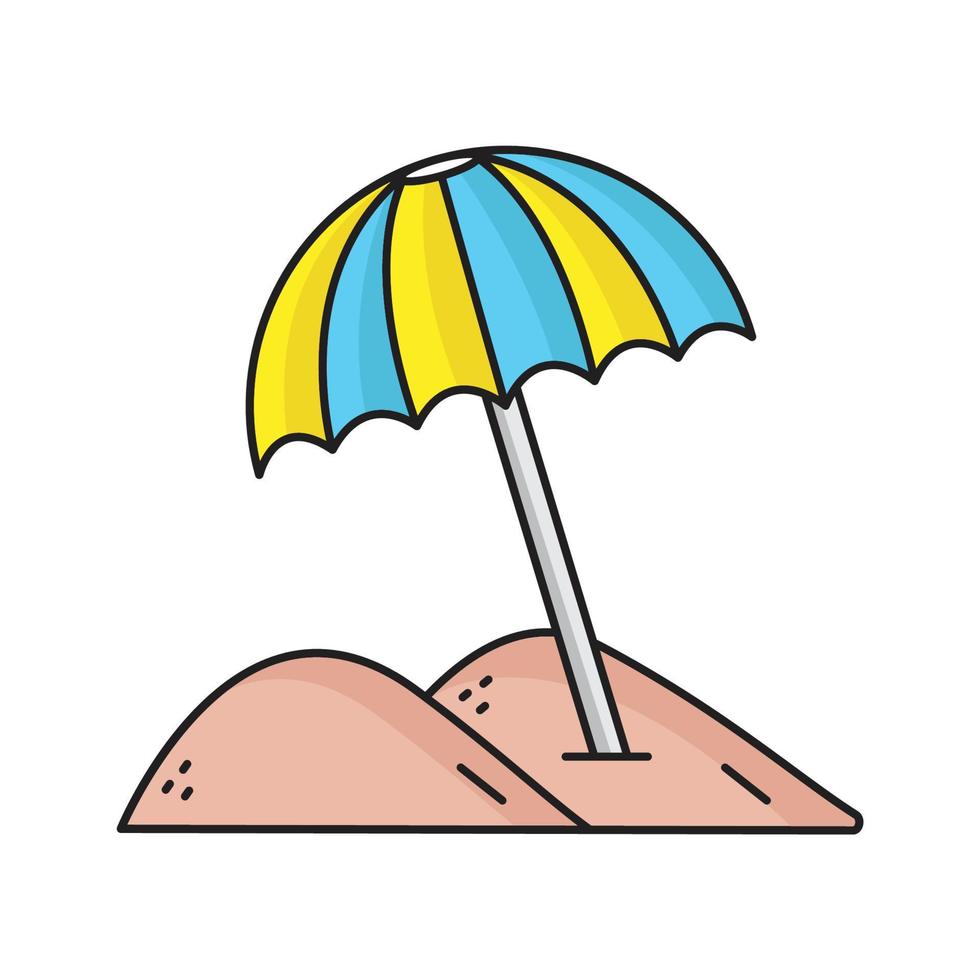 Beach umbrella line Color Icon vector