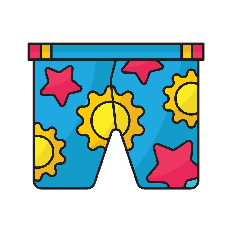 Short Pants Outline Color Icon vector