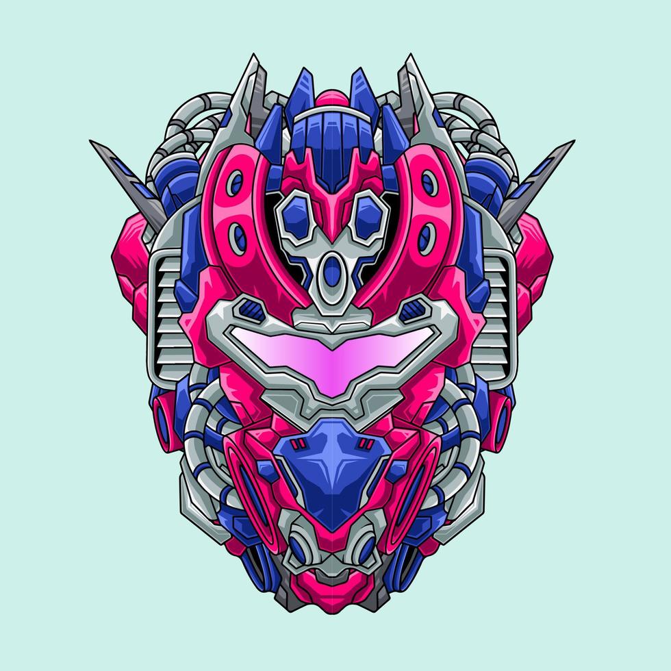 Detailed robot head design illustration vector