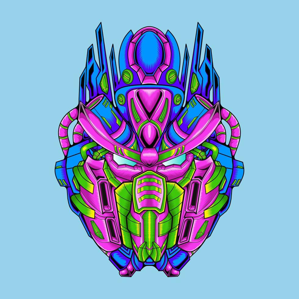 Cool illustration of robot hero head detail vector