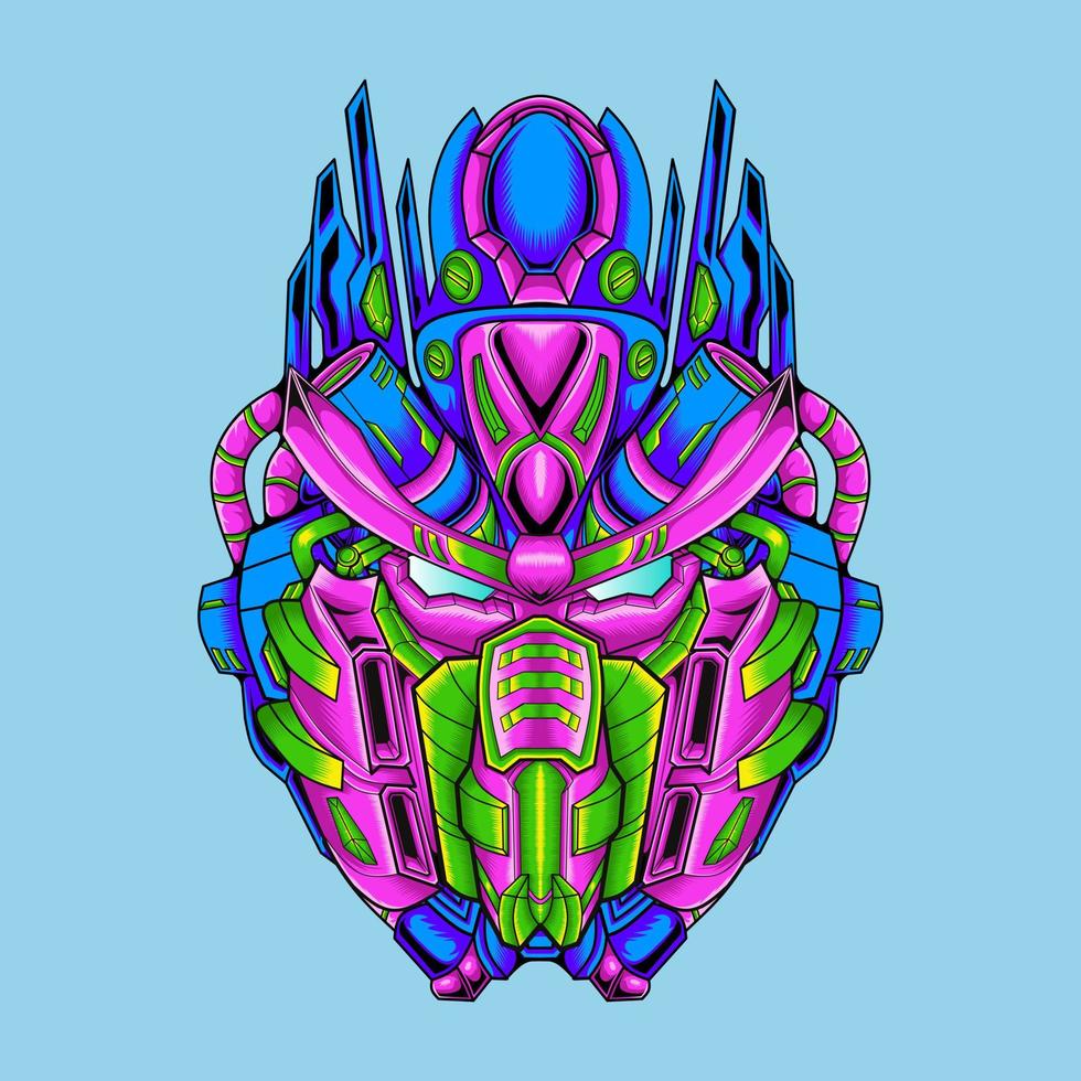 Cool illustration of robot hero head detail vector