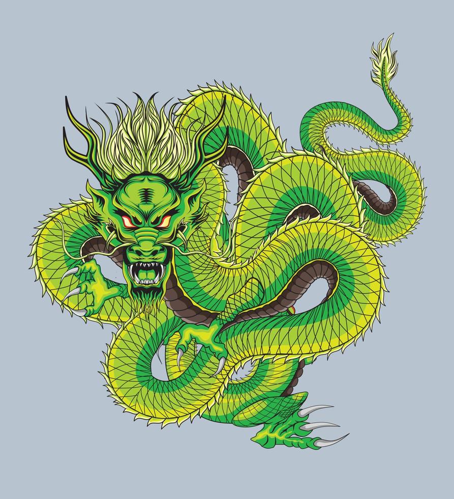 diseño de vector premium de ilustración de dragón chino