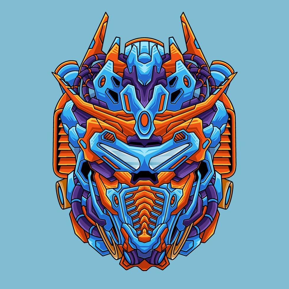 Head mecha detailed vector illustration