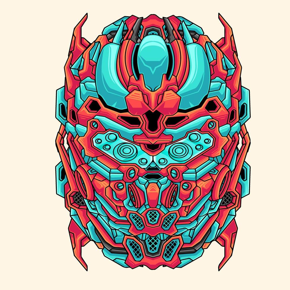 Futuristic mecha robot head illustration design vector