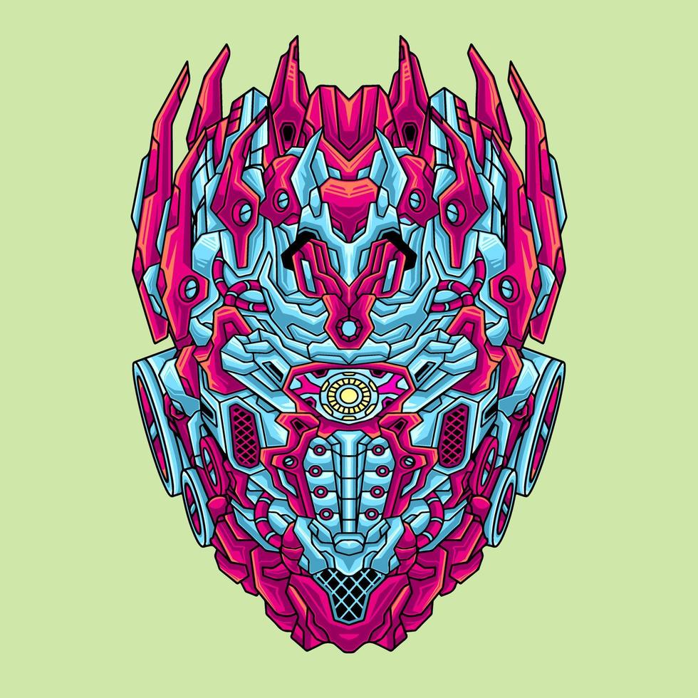 Transformer battle robot head illustration vector