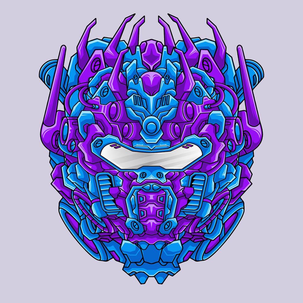 Mecha warrior robot head detail vector illustration