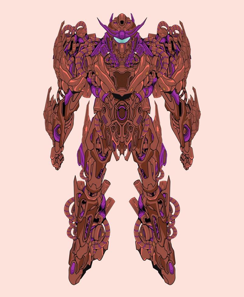 Futuristic mecha robot warrior vector illustration